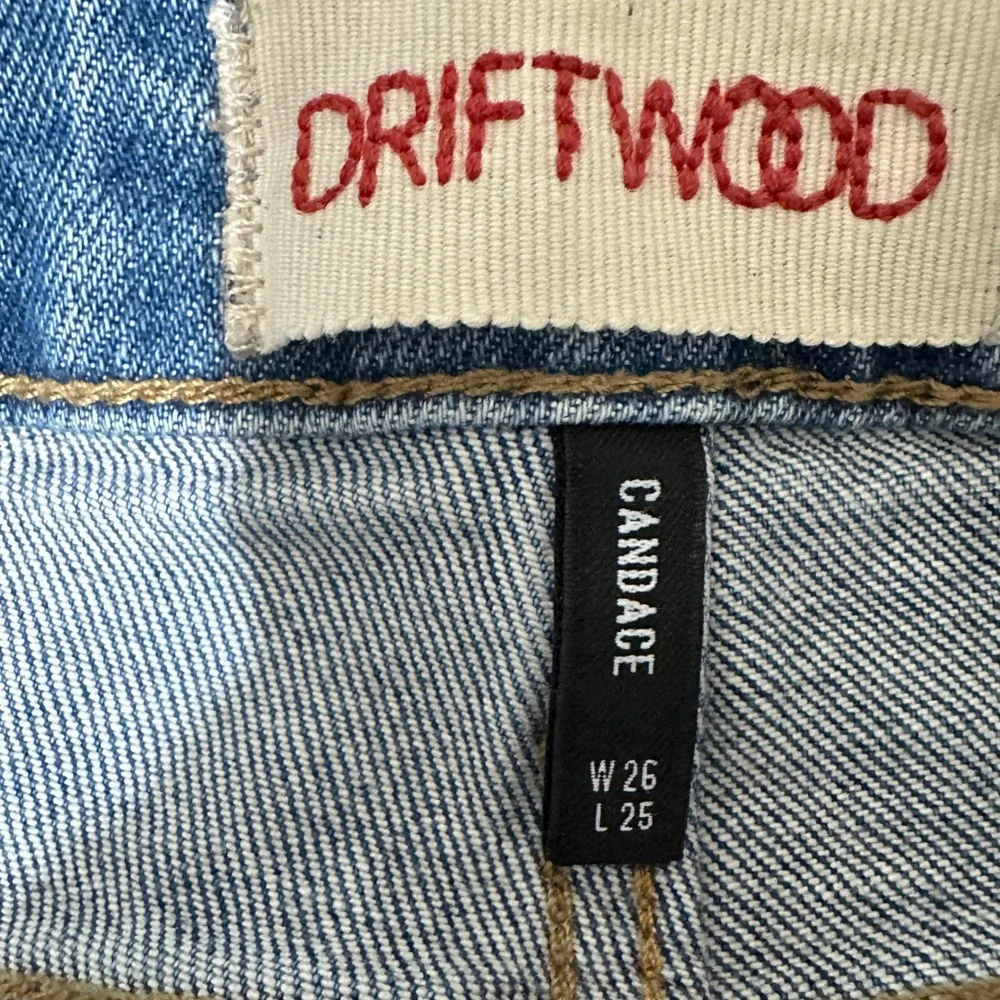 Driftwood Candace Jeans Womens 26 Blue Satin Side‎ Stripe Cropped Denim Festival